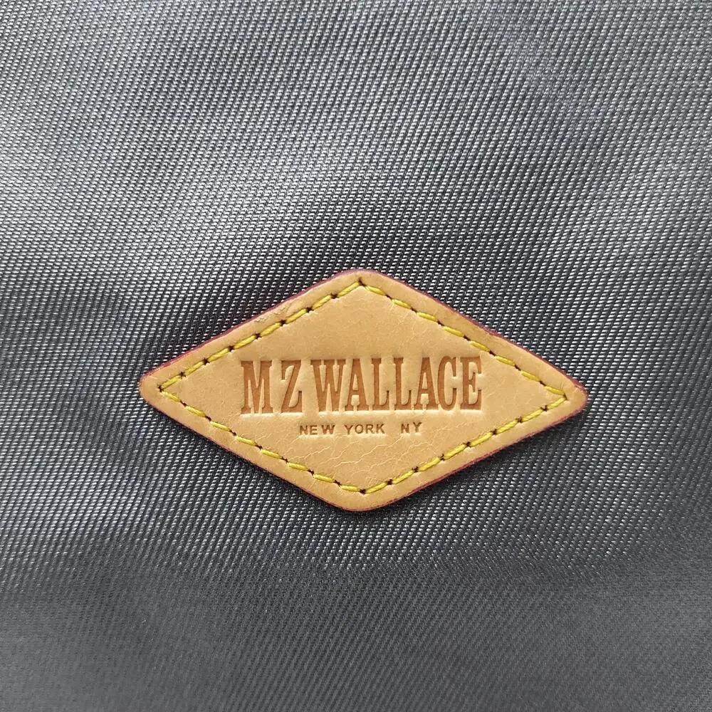 MZ Wallace Gray Nylon Pleated Zipper Pockets Top Handles Satchel Shoulder Bag